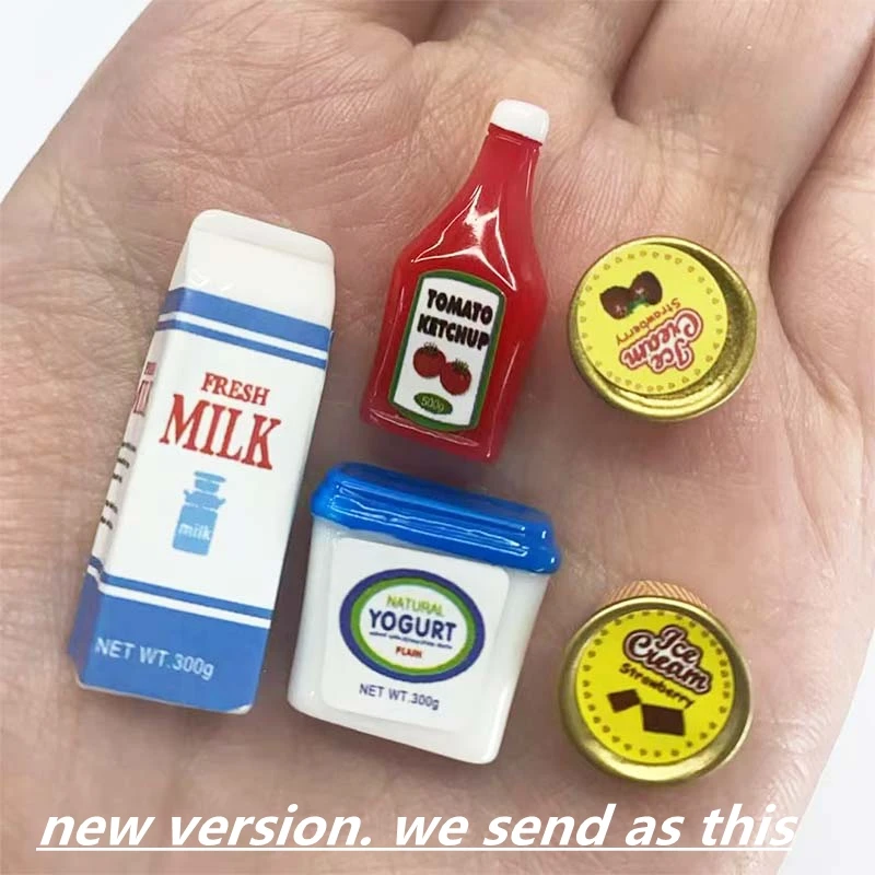 5Pcs/Set 1:12 Dollhouse Accessories Miniature items Tomato Sauce Yogurt Model Food Doll Accessories For Dolls House Decor Toys