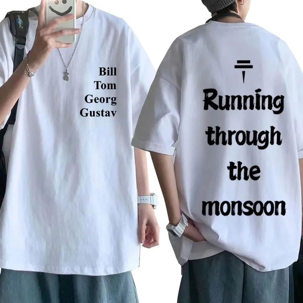 Rock Band Tokio Hotel Monsoon Print T-Shirt Summer Male Teens Fashion Trend T Shirt Men Women Leisure Cotton Oversized Tops