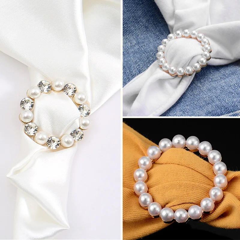 Silk Scarf Ring Clip T-Shirt Corner Hem Tie Brooch Women Scarves Clasp Waist Buckle Fashion Metal Ring for Shirts Clothing Decor