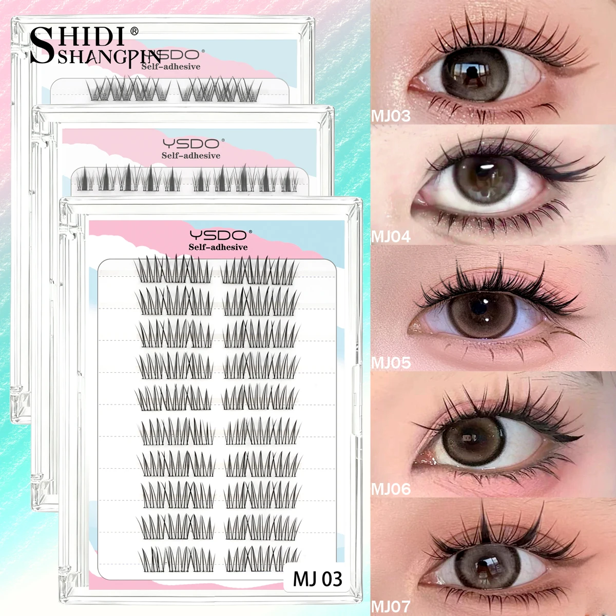 Auto-adesivo cílios postiços sexy raposa olho extensão final alado fofo natrual macio sem cola necessário maquiagem diy lash clusters