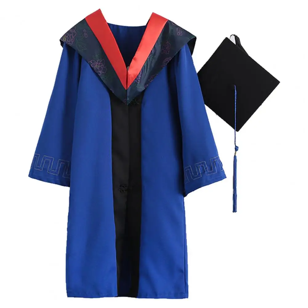 Uniforme de graduação super macio para a faculdade, Poliéster resistente ao desgaste, Chapéu de bacharel, Manto graduação, Adereços de fotografia para a faculdade, 1 conjunto