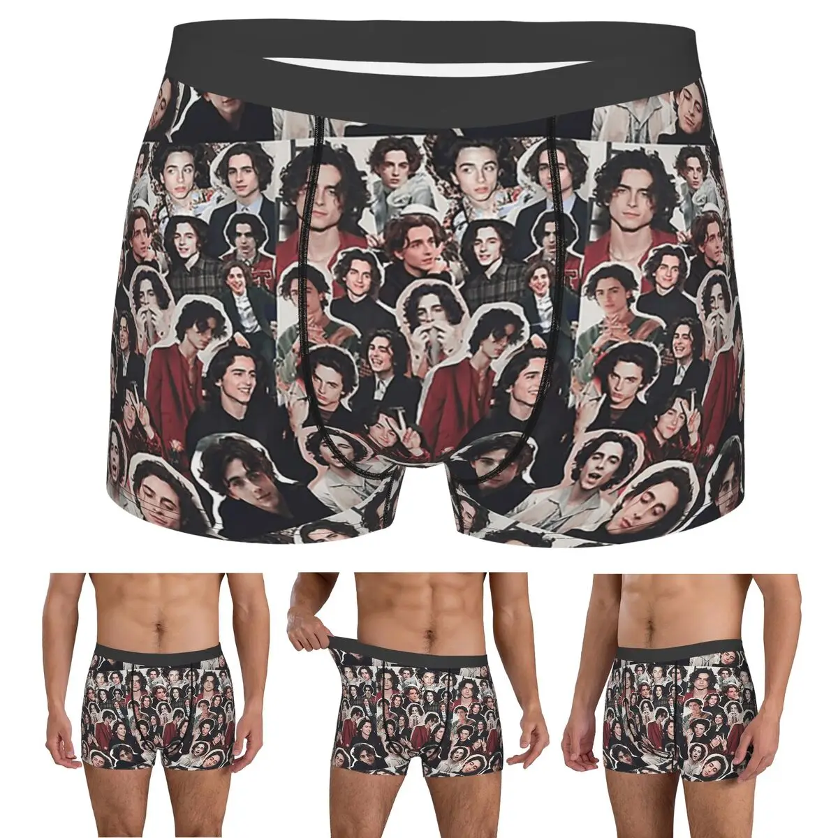 

Трусы-боксеры, шорты Timothee Chalamet, трусы с коллажем Edit, мужское вентилируемое нижнее белье для мужчин, подарок бойфренду