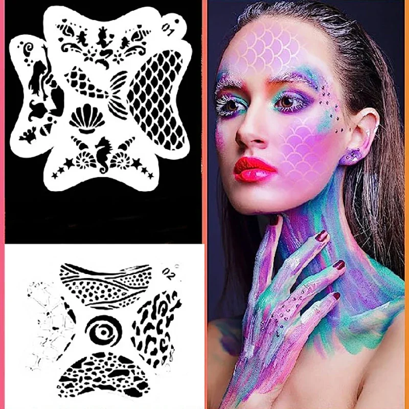 10pcs Children Stencils Face Painting Washable Body Face Tattoo Spray Painting DIY Template For Kids 13*13cm Holiday Decorations