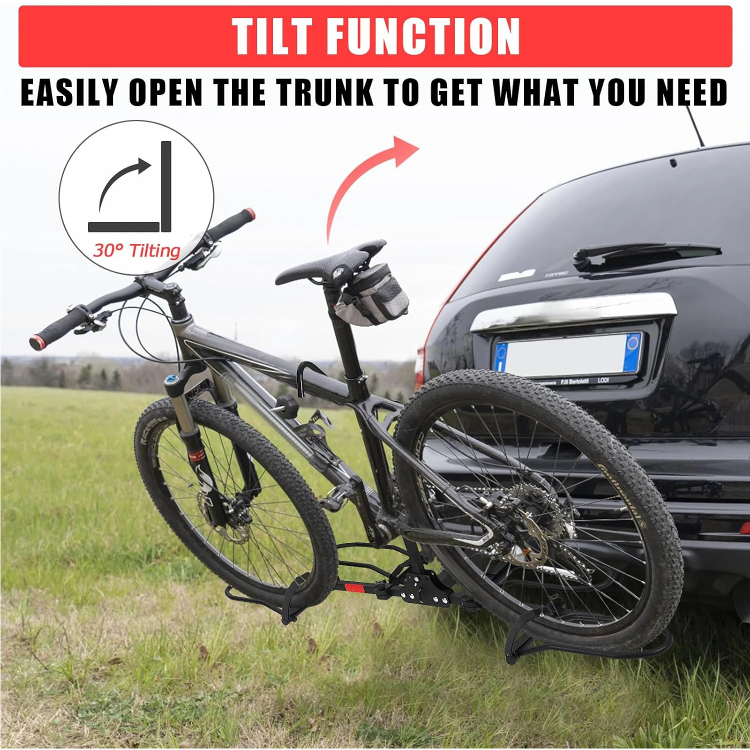 2 Inch Bike Rack Tow Hitch Bike Rack 2 Bike Heavy Duty Car Bicycle Racks for Trailer Hitch Car SUV Truck E Bike Rack with Straps