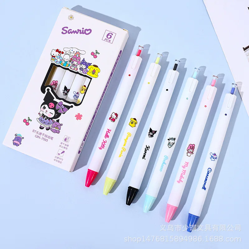 Kawaii Cartoon Kuromi Writing Pen Cute Hello Kitty Cinnamoroll Quick Drying ST 0.5mm Refill Gel Pen Student School Stationery