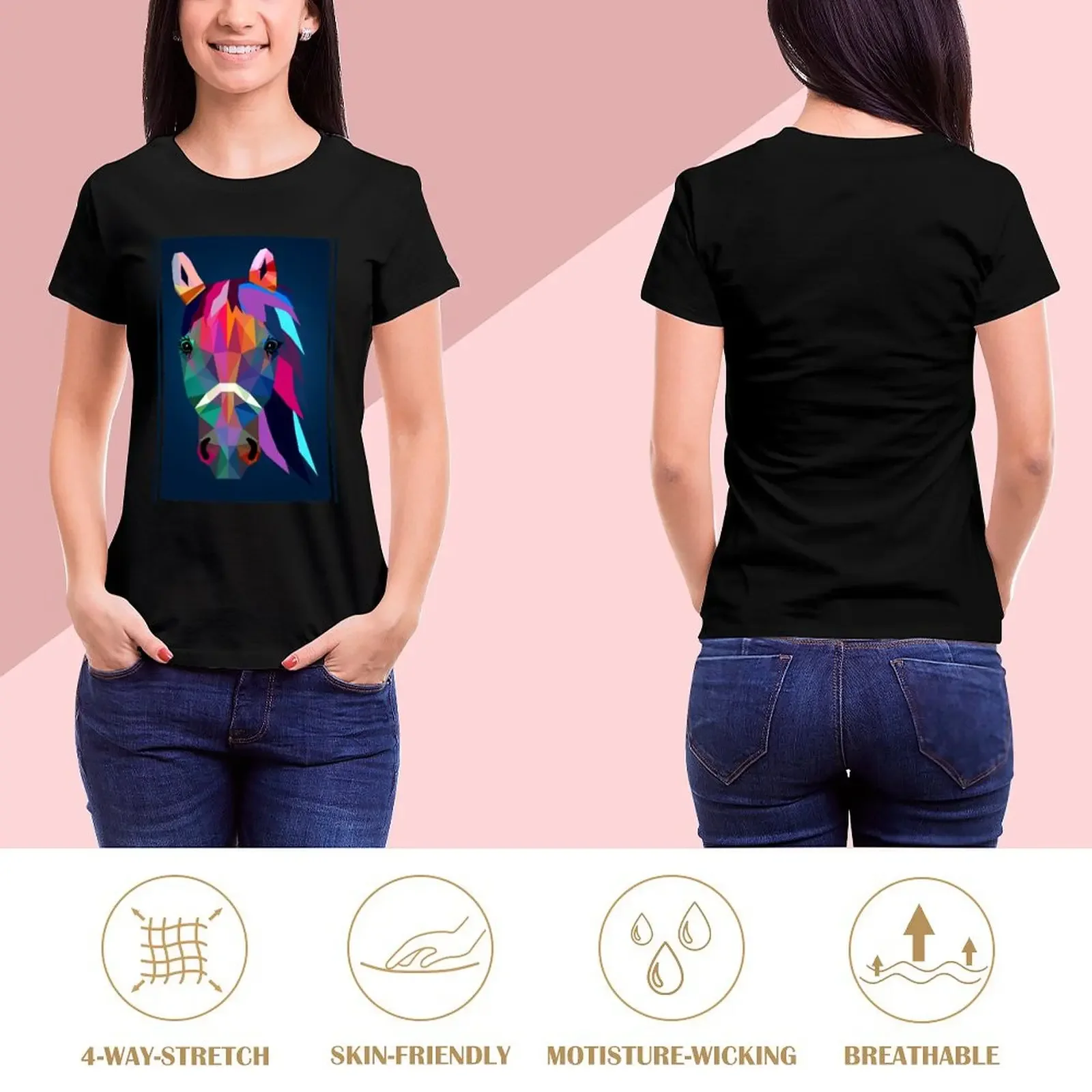 horse T-Shirt graphics vintage plus sizes blacks plain t shirts for Women