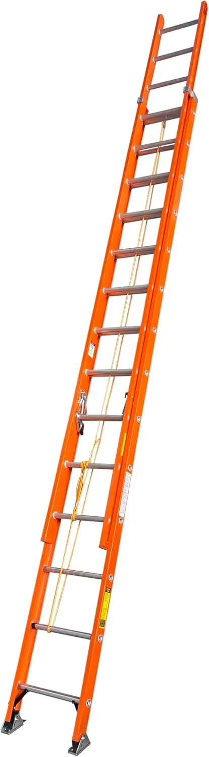 20' Fiberglass Extension Ladder, 20-Foot, Strong Load Capacity, Orange