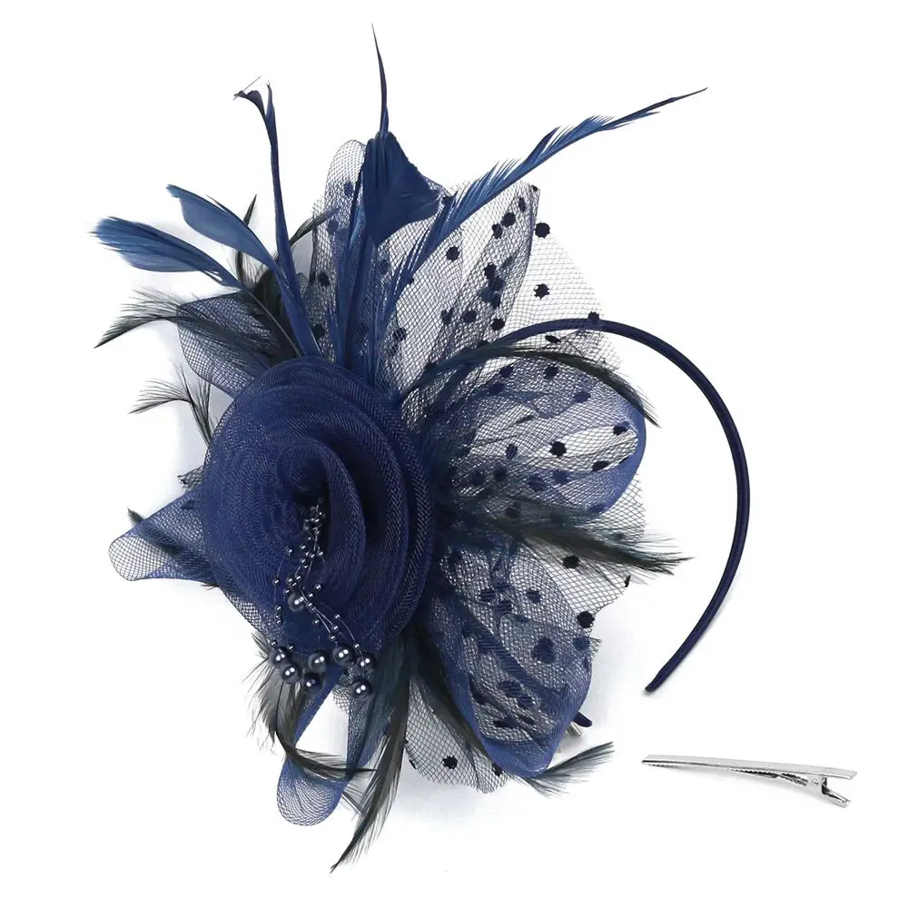 Charming Fascinator Hats Flower Cocktail Tea Party Headwear Feather Fascinators Top Hat for Women Girls Stylish Hair Accessories