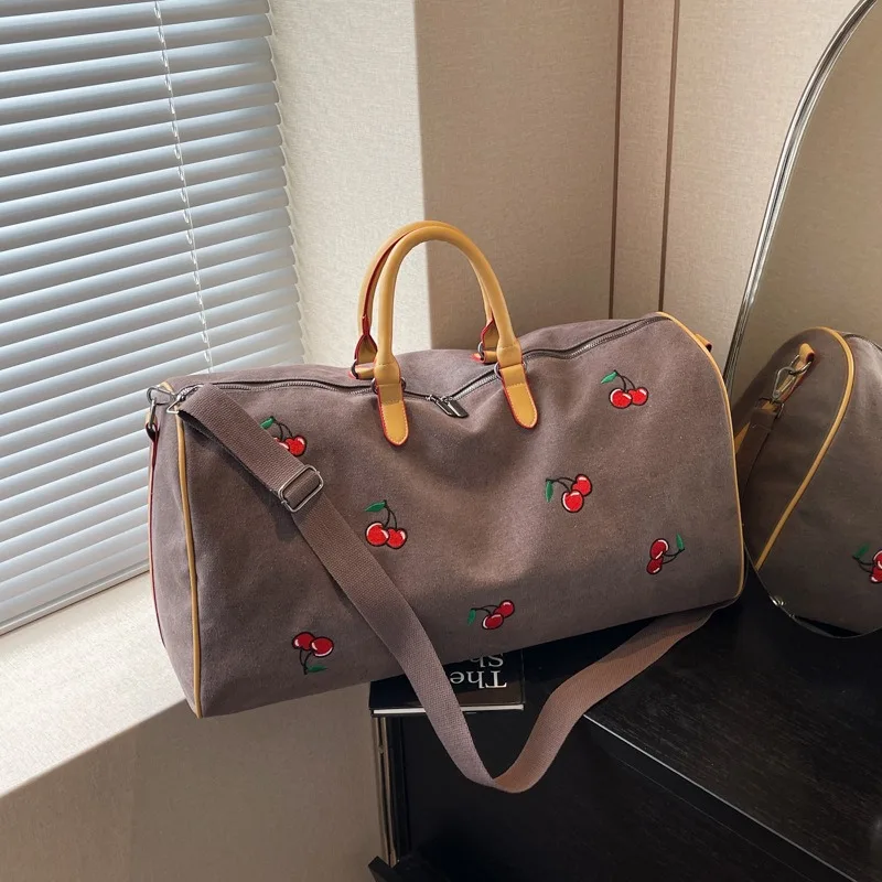 Fashion Versatile Travel Bag Large Capacity Women's Canvas Bag Light Luggage Student Handheld Storage Bag for Business Travel