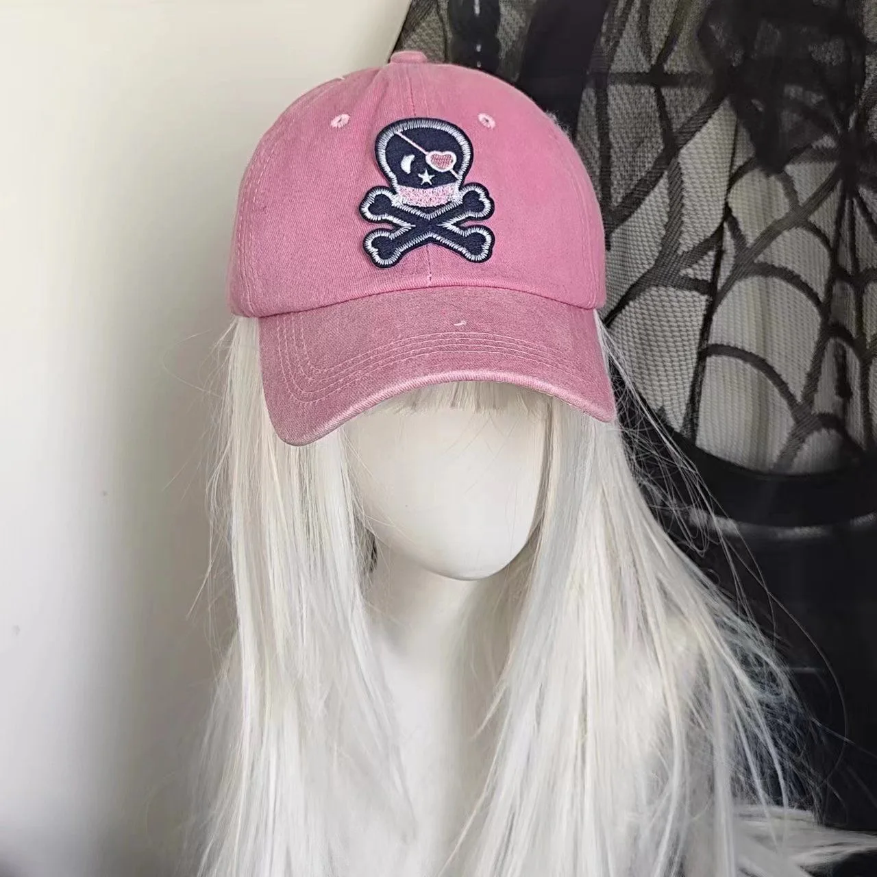 Casquette de Baseball avec tête de mort brodée pour femmes, chapeau Ins Y2K rose, doux et Cool, décontracté, visière, accessoires Harajuku, nouvelle collection