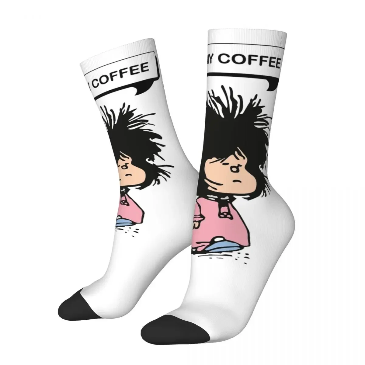 Winter Warm Colorful Men's Women's Mafalda That Needs Coffee Socks Non-slip Soccer Socks