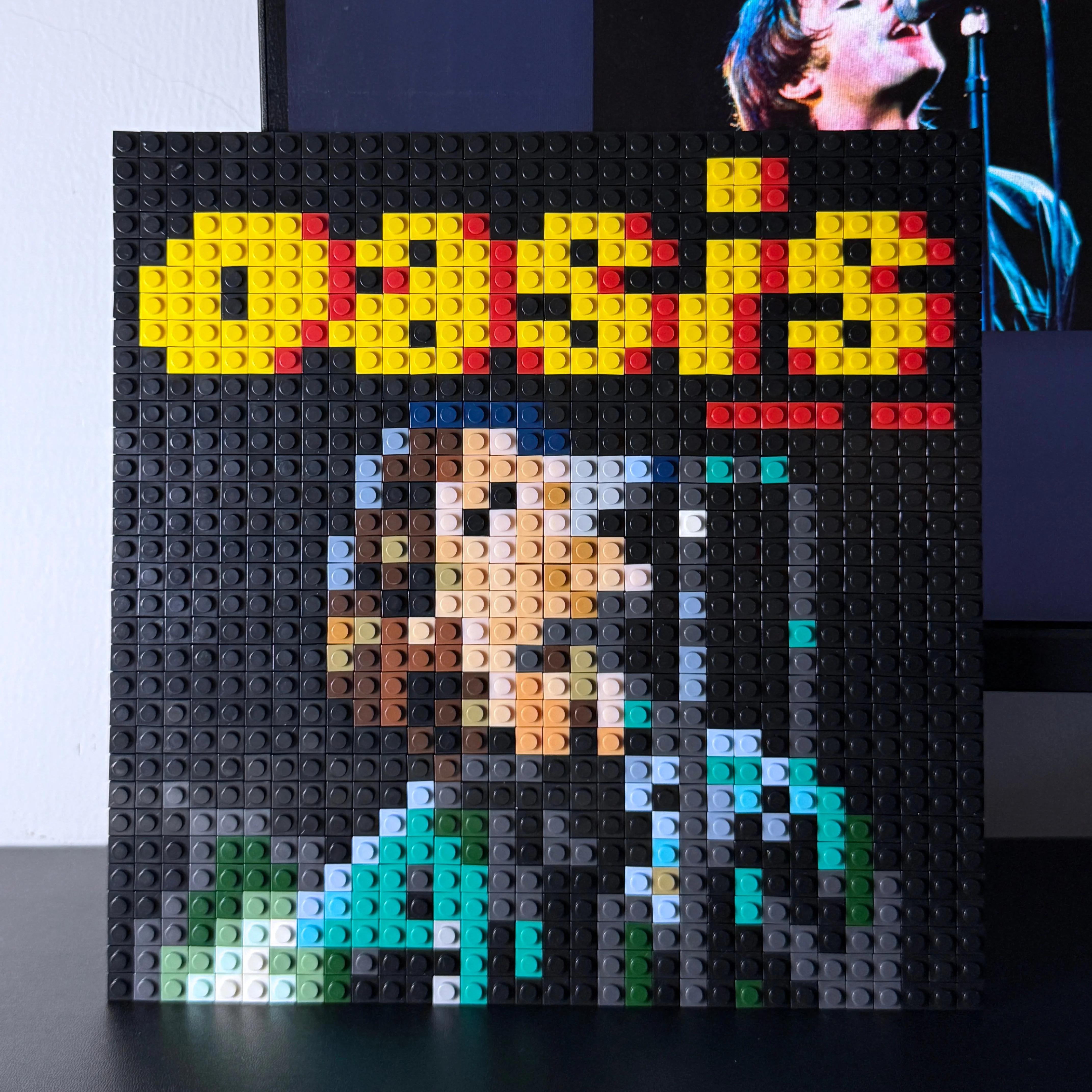 O-Oasis Band Poster Hot Music Poster Album Cover Printing Poster Building Blocks Mosaic Pixel Art Brick Painting