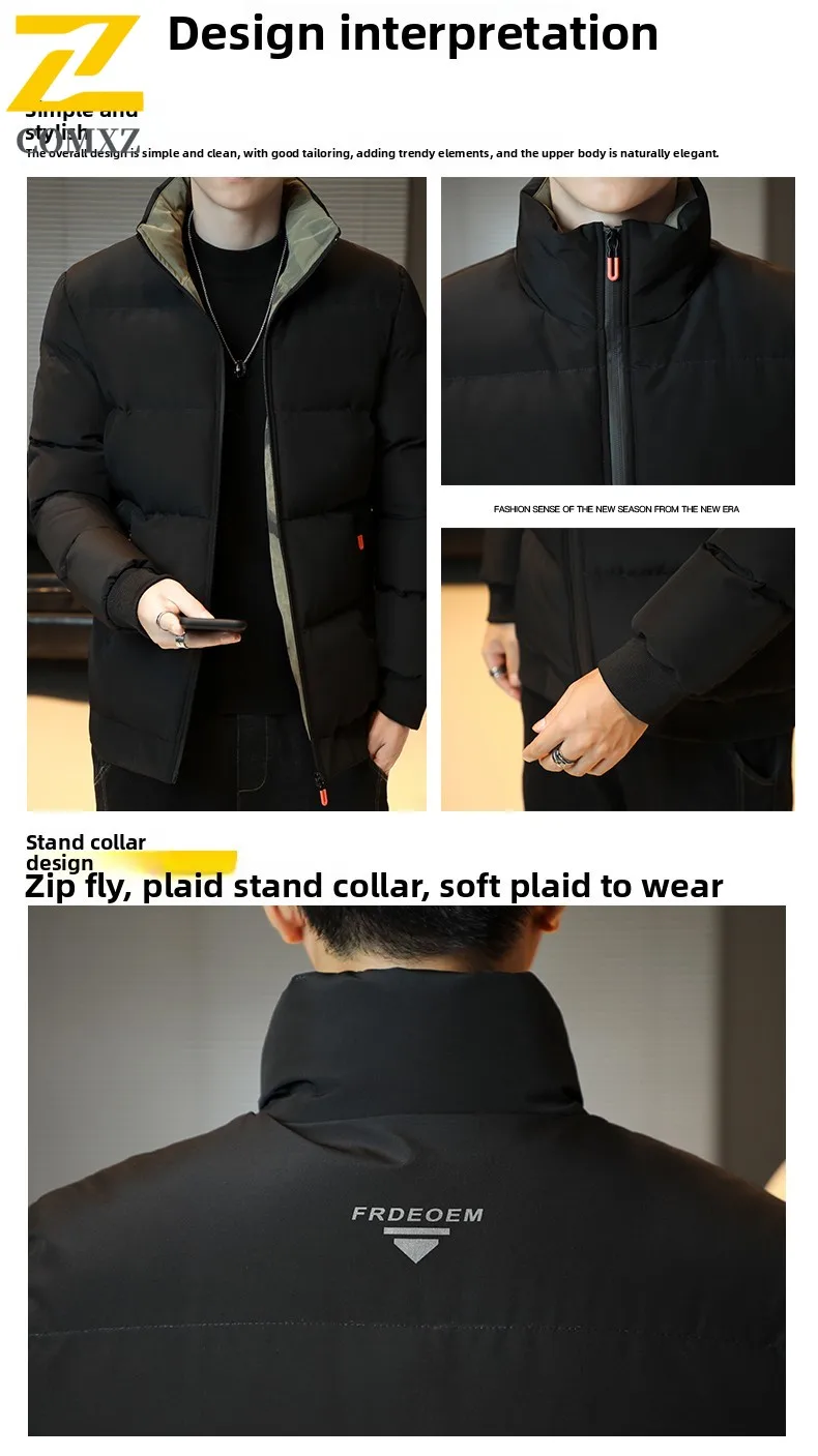 ملابس قطنية عالية الجودة للرجال عصرية متعددة الاستخدامات من القطن السميك عازلة للدفء وياقة واقفة معطف شتوي غير رسمي للخروج #4