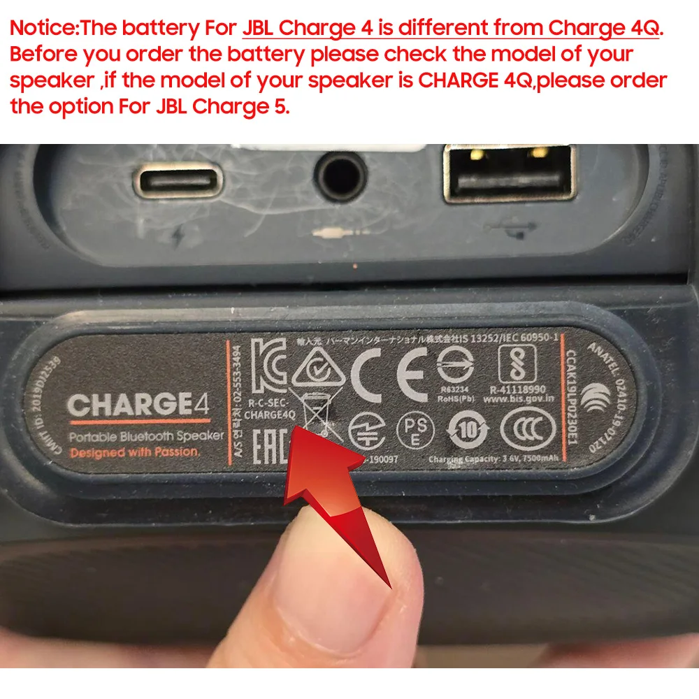 Replacement Battery ID998 IY068 IBA077NA For JBL Charge 4 5 Charge4 Charge5 SUN-INTE-118 Powerful Rechargeable Batteries 7500mAh view 2