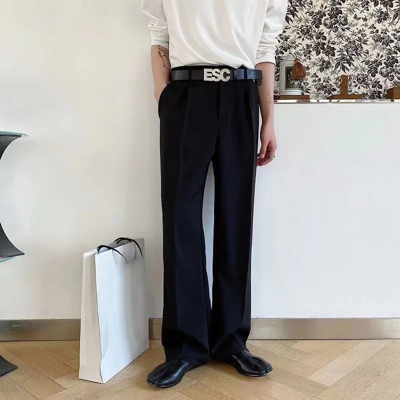 Social Tailoring Man Suits Pants Business Wide Leg White Trousers for Men Vintage Korean Style Clothes Thin Casual Classic Up