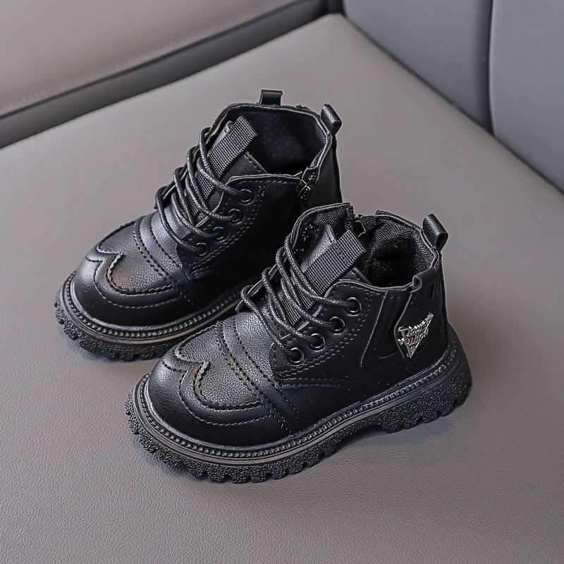 Kids Shoes Winter Baby Boots Fashion Leather Snow Boots Non-slip Casual Boys Girls Short Booties STP061
