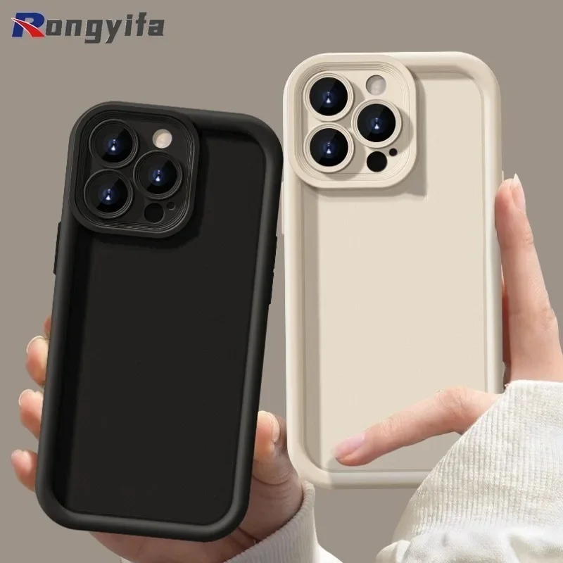 Solid Color Thickened Phone Case For Infinix Smart 8 HD Note 7 Lite Tecno Spark 5 Pro Camon 15 Air Case Soft Anti-Fall Cover