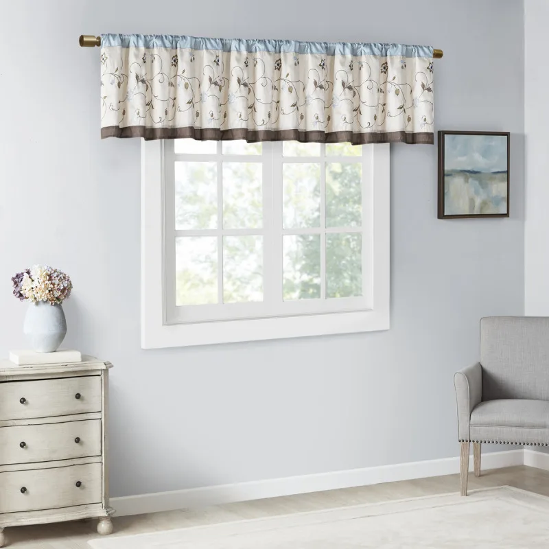 

Embroidered Window Valance Blue 50x18