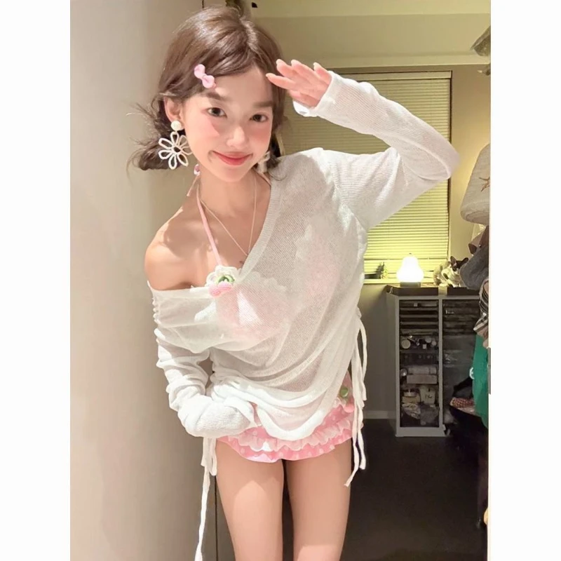 Y2k Cute Kawaii Two-Piece Bikini Set Sweet Lolita Style Swimwear Hot Girl Sweet Print Dot Cherry Patchwork Pool Party Summer