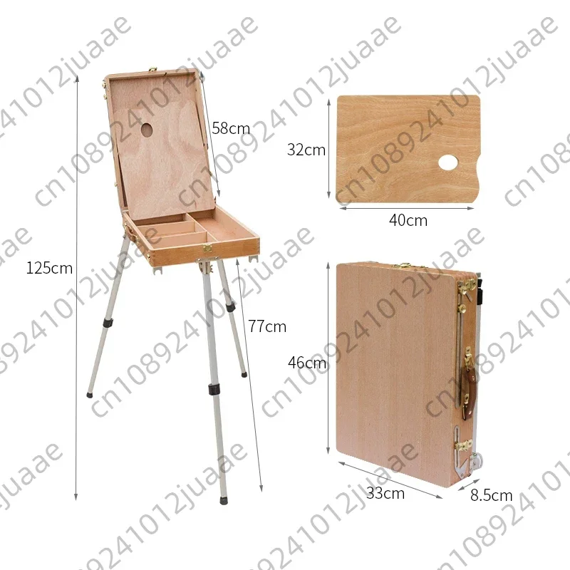 Wooden painting box sketching aluminum alloy oil paint easel  box set Art student special oil painting rack telescopic