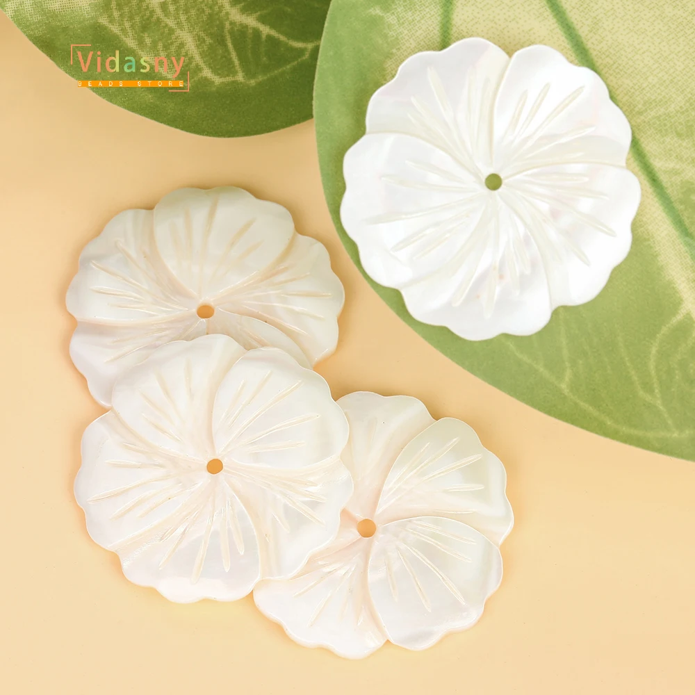 2pcs 38mm Natural Shell Beads Shell Flower Beads For Jewelry Making DIY Bracelet Earring Accessories Gifts For Women