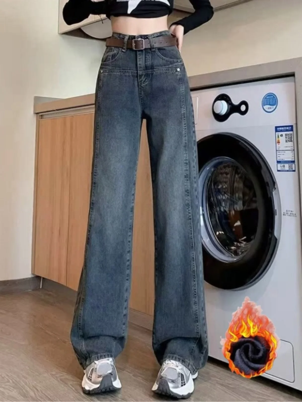 

Джинсы с высокой талией и расклешенным низом, женские, прямые, в пол, повседневные, широкие, джинсовые брюки для высоких женщин