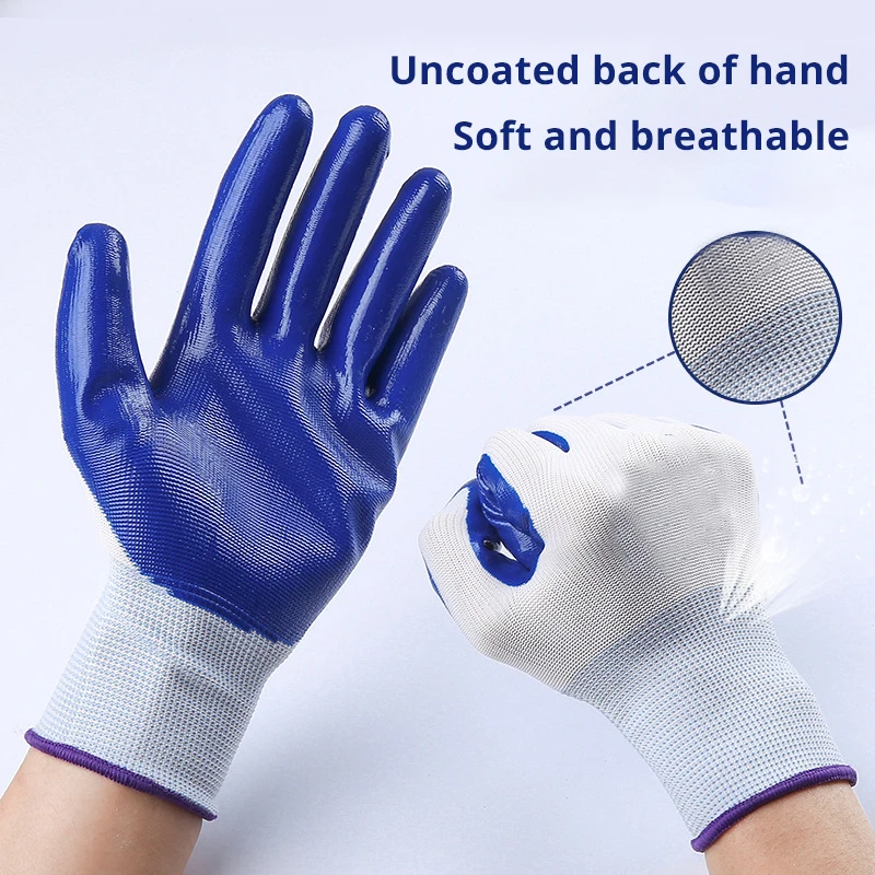 12 Pairs Thin Latex Non-slip Wear-resistant Work Gloves, Rubber Dip Glue Rubber Skin Thickened Thin Gloves, Labor Protection image 2