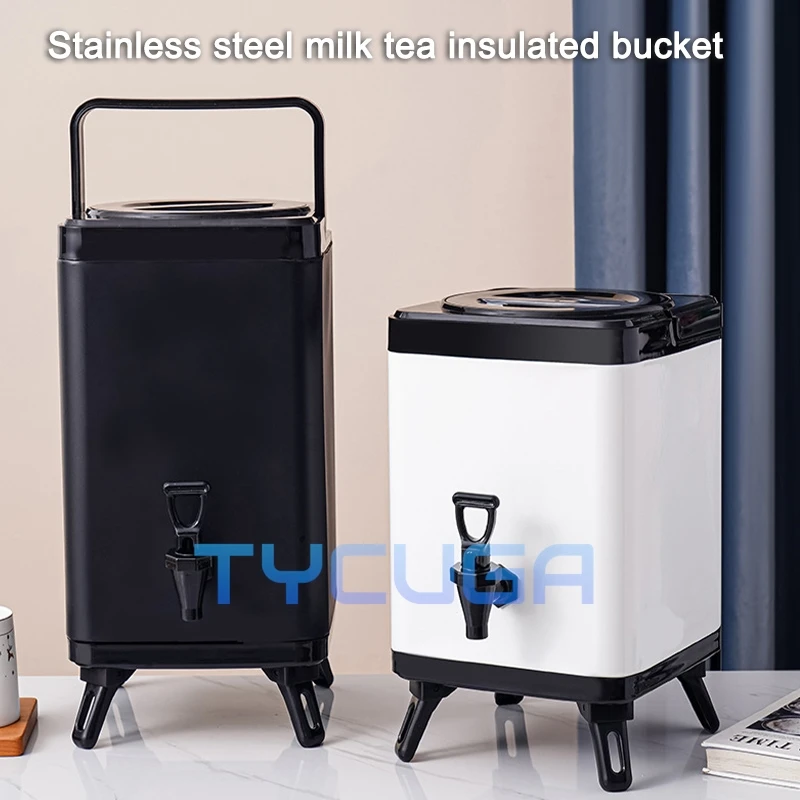 Square Insulation Bucket Milk Tea Bucket Large Capacity Stainless Steel Square Tea Boiling Water Soy Milk Bucket Insulation Cold