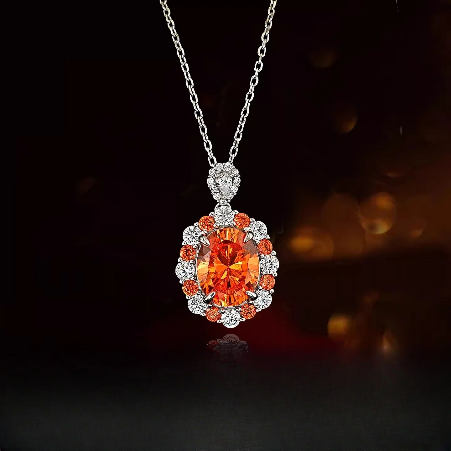 

Серебряное ожерелье 925 пробы с подвеской 8*10 мм, оранжевый циркон, стиль «Сокровище», точная огранка, новое ювелирное украшение для женщин