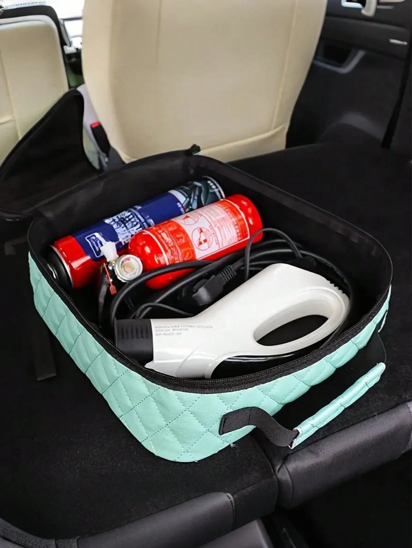 قطعة واحدة من منظم صندوق السيارة ذو السعة الكبيرة - مصنوع من نسيج مقاوم للماء ومقاوم للاهتراء ومخازن شواحن EV والكابلات والأدوات والتخييم #5