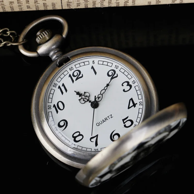 Vintage Bronze ทองแดงหยกดอกไม้คริสตัลควอตซ์ขนาดใหญ่นาฬิกาพ็อกเก็ตนาฬิกาผู้หญิงสร้อยคอจี้ของขวัญวันเกิดนาฬิกาประณีต