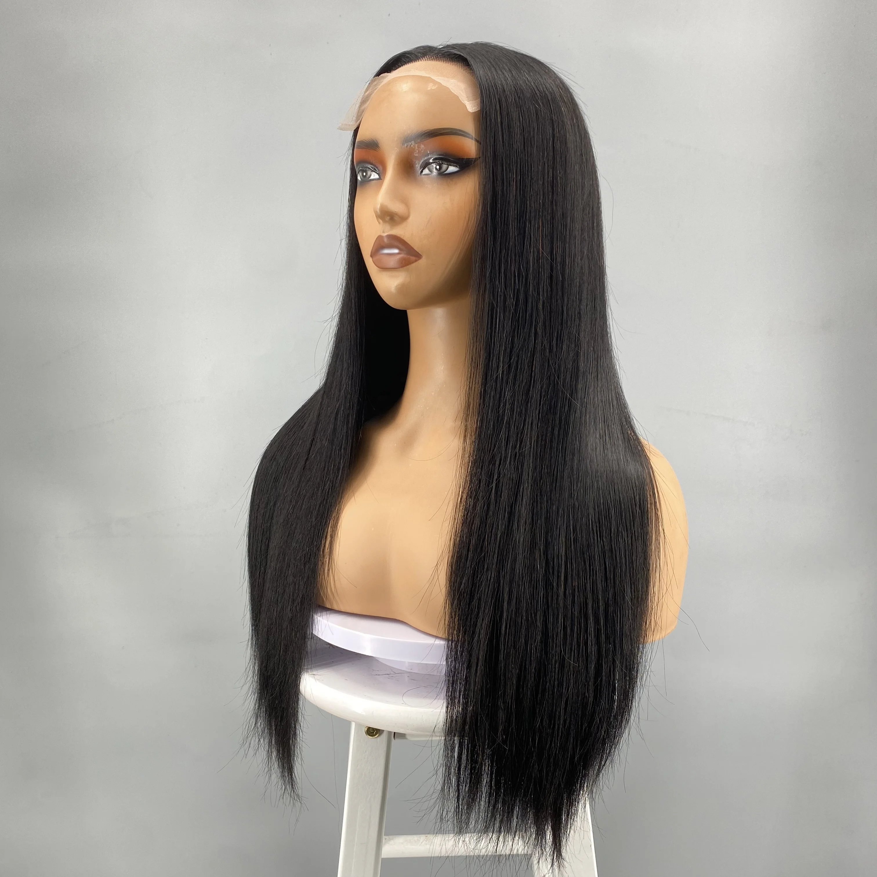 10-30 inci 150 ketebalan lurus 13x6 HD transparan renda warna alami wig rambut manusia Brasil untuk wanita wig renda Frontal