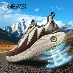 ONEMIX New Leather Running Shoes for Men Winter Warm Sports Sneakers Anti-slip Soft Walking Sneaker Women Outdoor Training Shoes