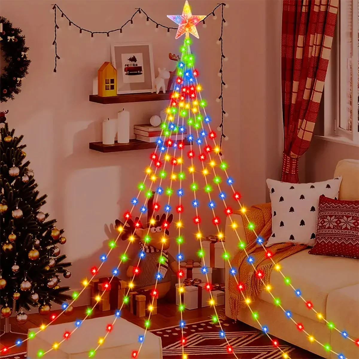 3M/2M Outdoor Christmas Decoration Light String IP67 LED Starry String Lights with Pentagram for Home Party Holiday Lighting