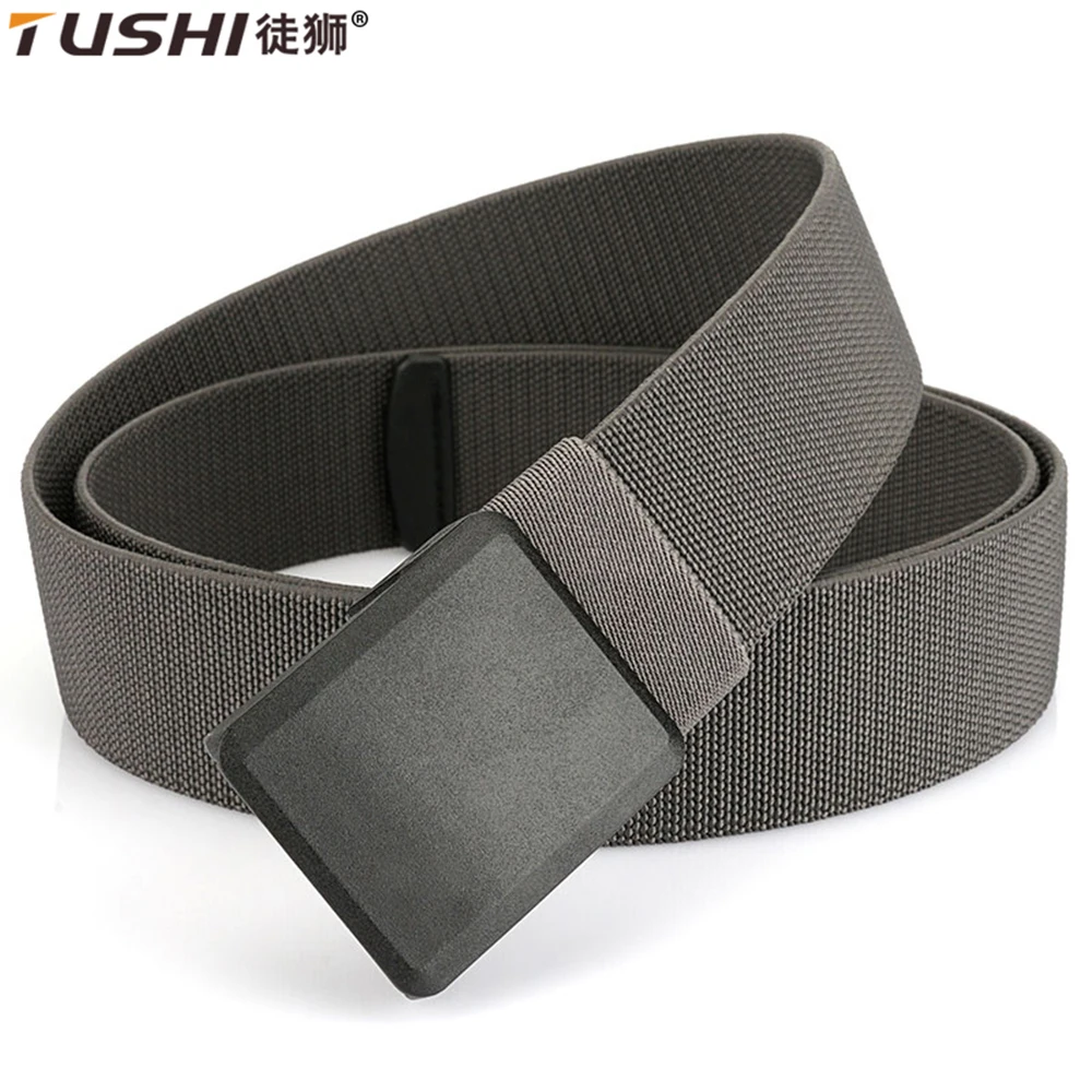 

TUSHI Stretch Belt For Men and Women Hard Quick Release Plastic Buckle Strong Real Nylon Unisex Elastic Belt Overalls Work Belt