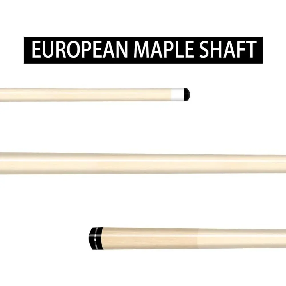 Pool Stick Set van 4 Poolkeu Sticks Gemaakt van Premium Esdoornhout Inclusief 4 Extra Biljartkrijt voor Poolkeus 58" Biljarthuis