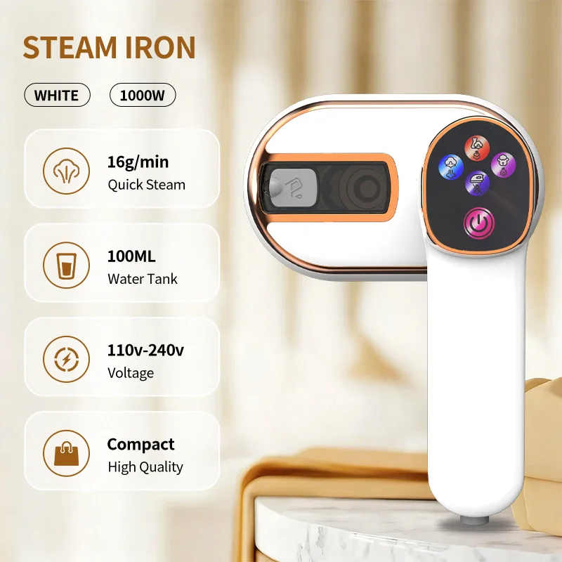 1000W Steam Iron - Compact Handheld Garment Steamer for Home Use - Portable Clothes Steamer