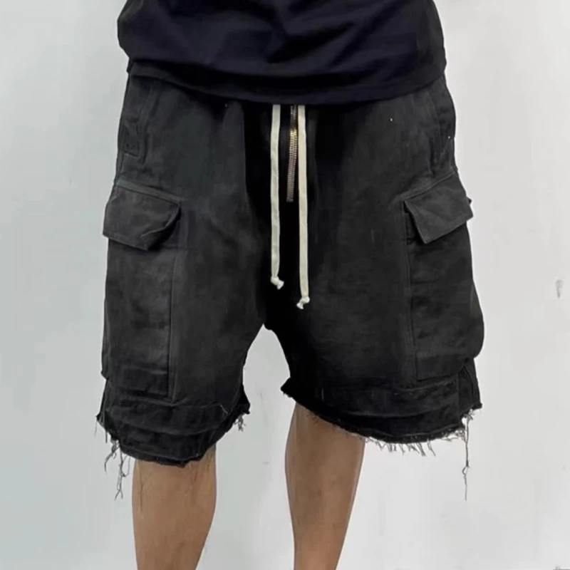 

Мужские брюки High Street, шорты на шнурке, дизайн на молнии, джинсы Owens, мужские брюки, техническая одежда, мужская одежда до колена