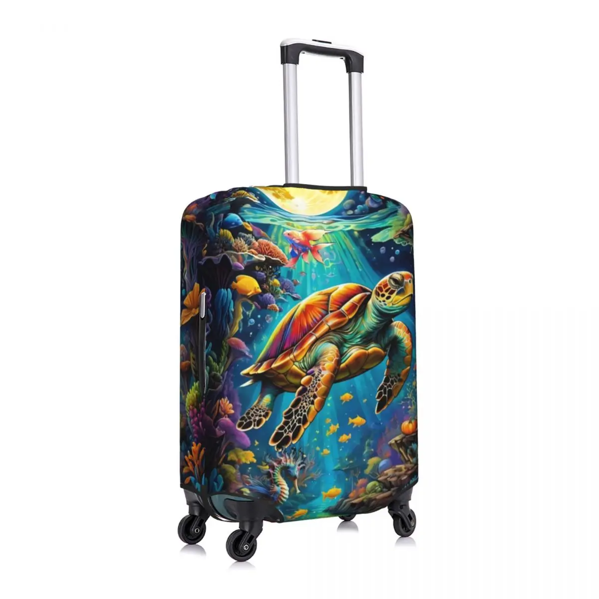 Custom Fantasy Sea Turtle Underwater Coral Luggage Cover Fashion Suitcase Protector Covers Suit For 18-32 inch