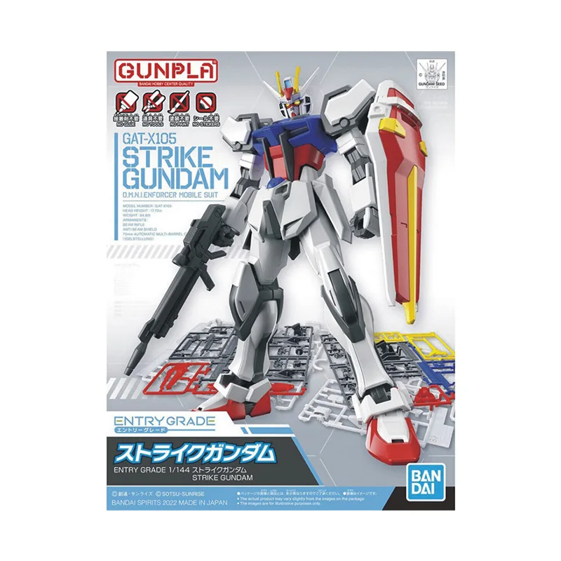 Bandai Genuine Gundam Model Kit Anime Figure ENTRY GRADE GAT-X105 Strike Collection Gunpla Anime Action Figure Toys for Children