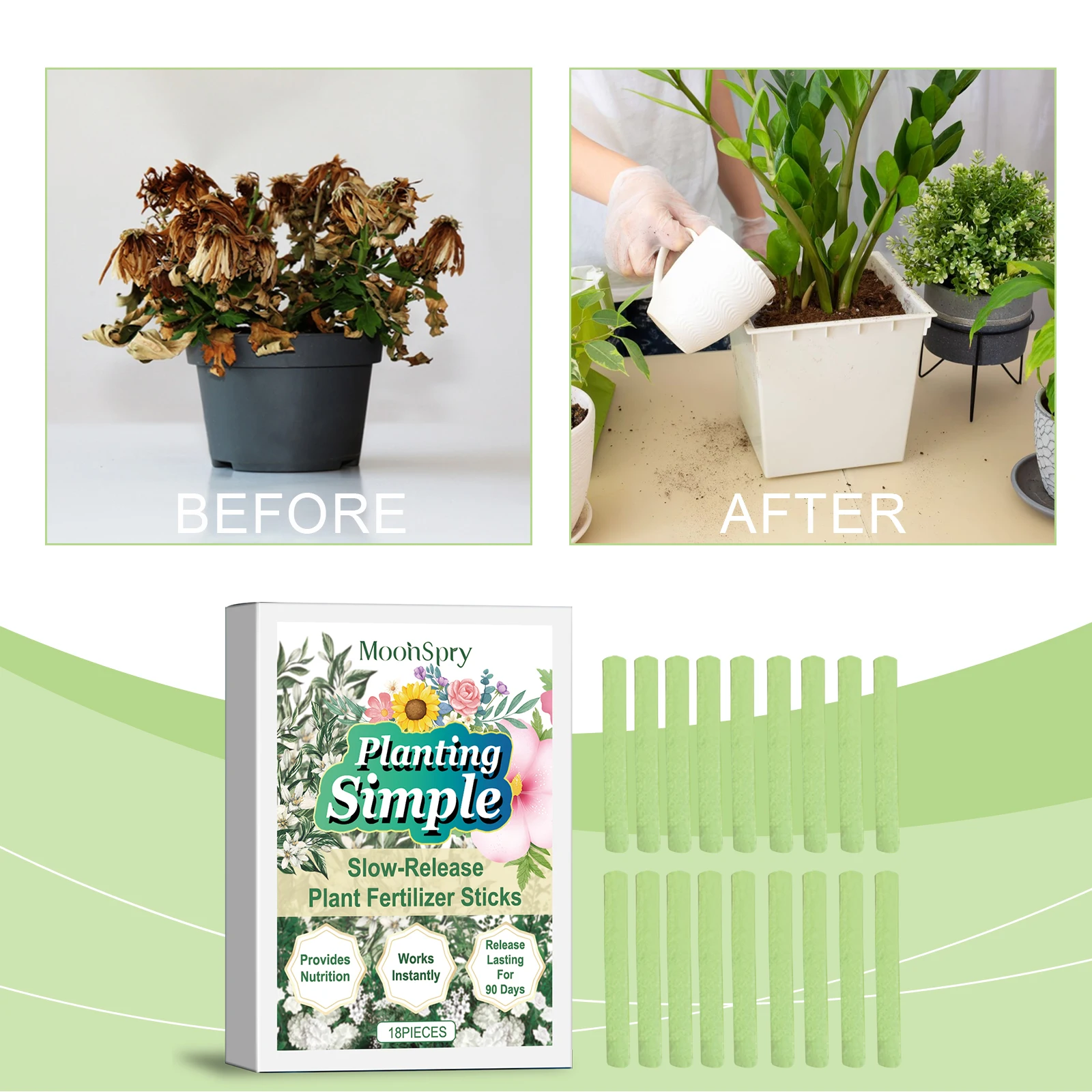 Plant Nutrient Sticks, Slow Release Plant Food Sticks for Home Potted Flowers & Green Plants Cultivation