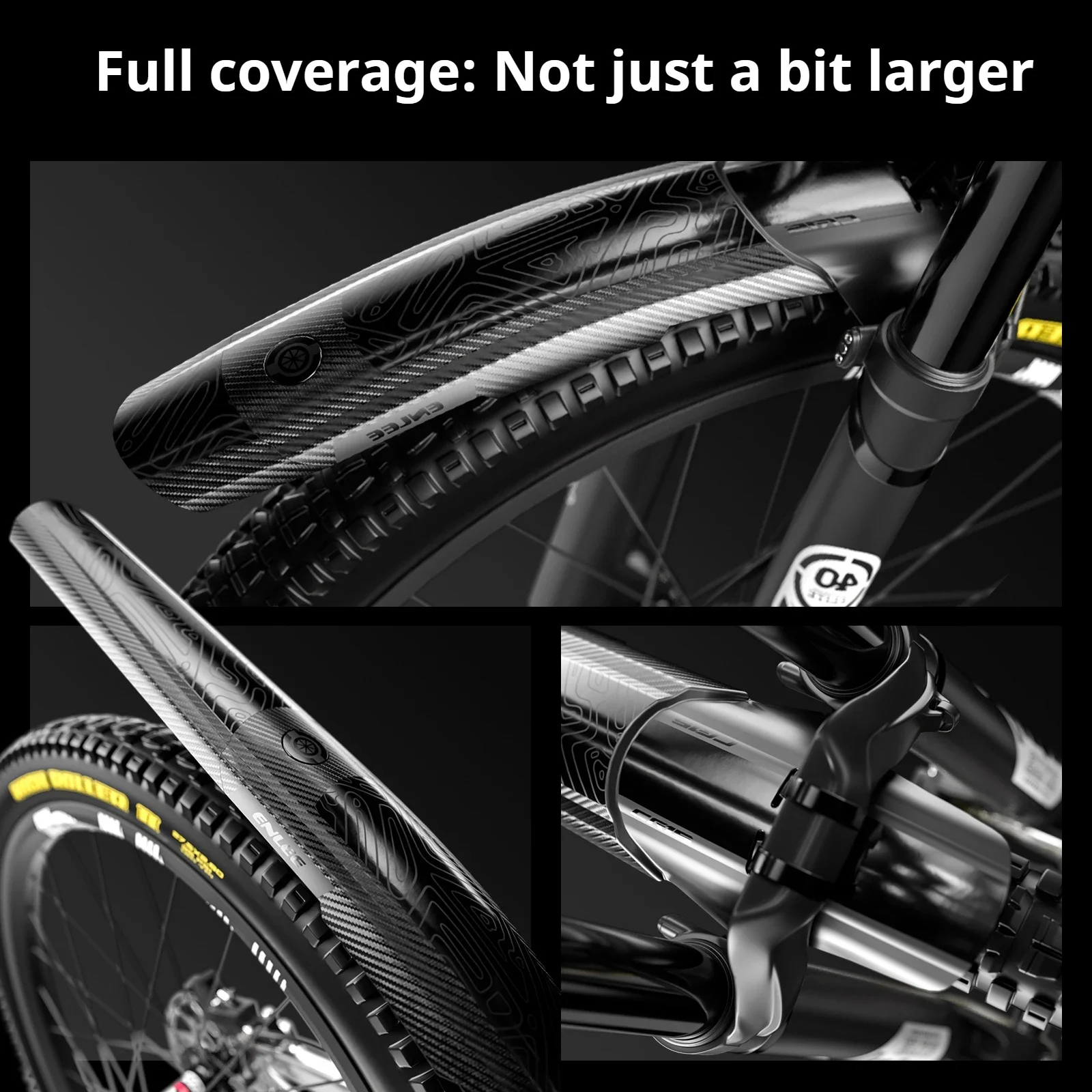ENLEE واقيات الطين للدراجة الجبلية على المنحدرات واقيات المطر الموسعة والموسعة من ألياف الكربون عالمية للأمام والخلف