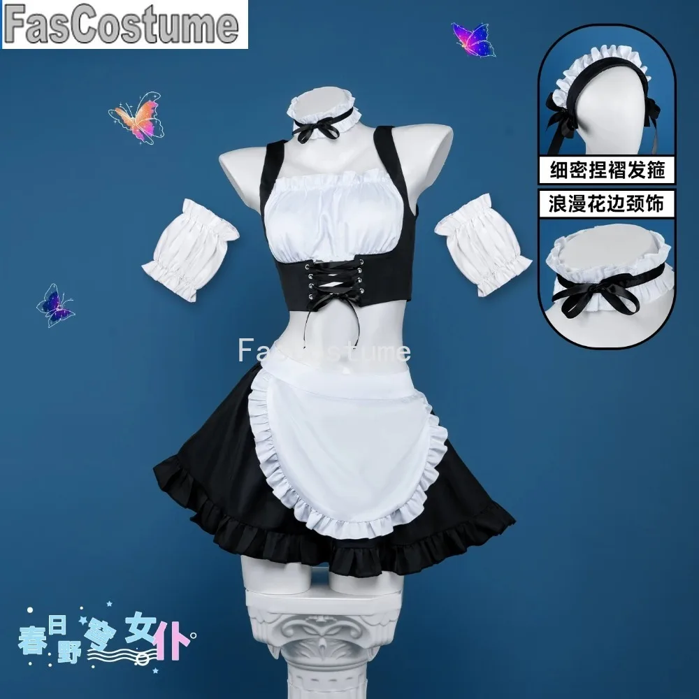 

Anime Yosuga No Sora Kasugano Sora Cosplay Costume Maid Dress Black and White Backless Lace Apron Set Halloween Uniform Female