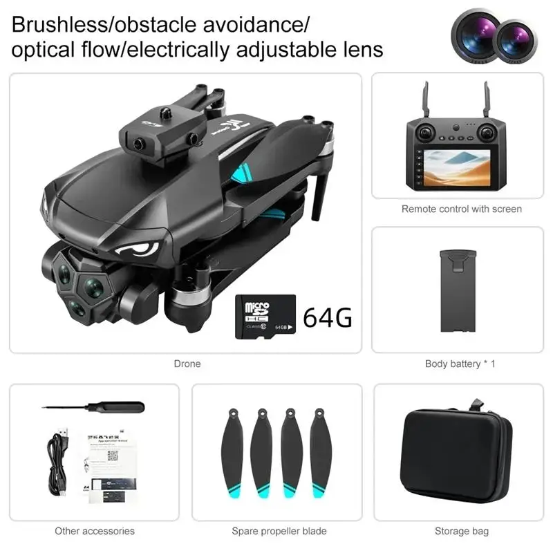 Top New M33 RC Drone 4K Professinal With Wide Angle Triple HD Camera Foldable RC Helicopter WIFI FPV Height Hold Apron Sell