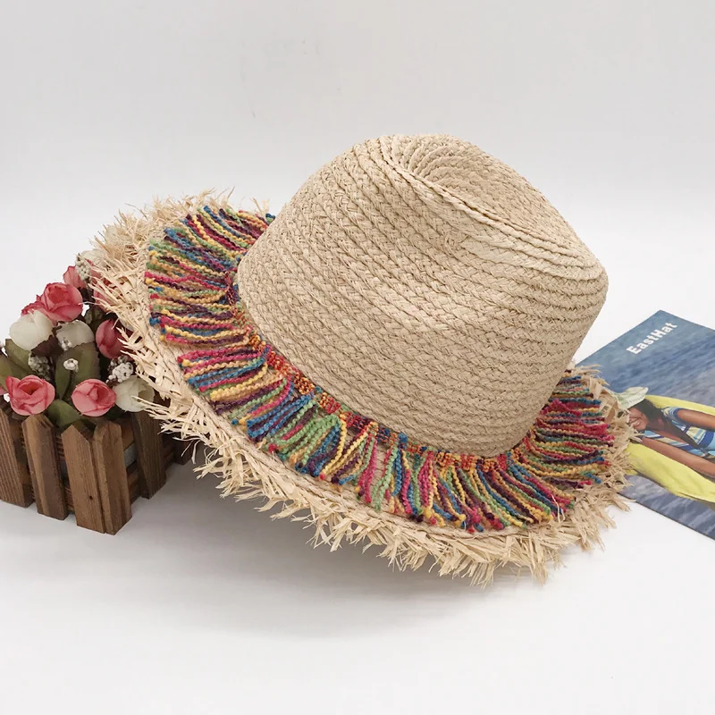 

Straw Hat That Makes New Midsummer Dopamine-colored Tassel Straw Hat, Sunshade, Sun Protection, Breathable Woven Wide Brim