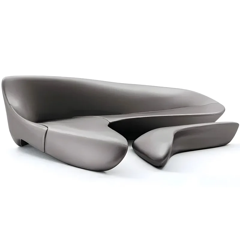 FRP high-end custom special-shaped sofa shopping mall clubhouse lobby leather corner curved sofa designer furniture