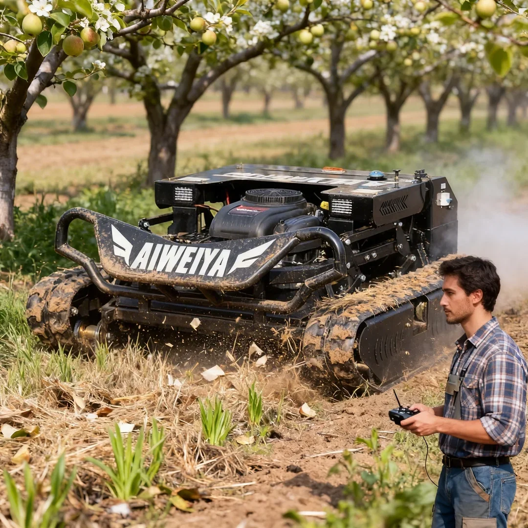 

Customized Tank Robot Flail Lawn Mower Remote Control Crawler for Orchard, Farm, Commercial & Household Use