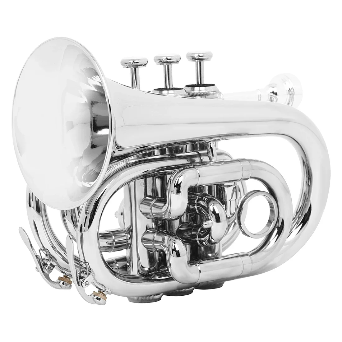 SLADE Mini Pocket Trumpet Bb Flat Brass Gold-Painted Exquisite Durable Musical Instrument with Mouthpiece Gloves Strap And Case