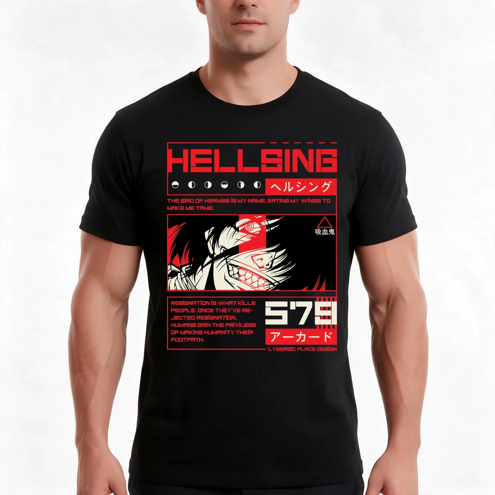 Alucard - Hellsing T-Shirt, Summer Casual Cotton Tee, Oversized Streetwear Tops, Vintage Graphic Print, Loose Fit Short Sleeve