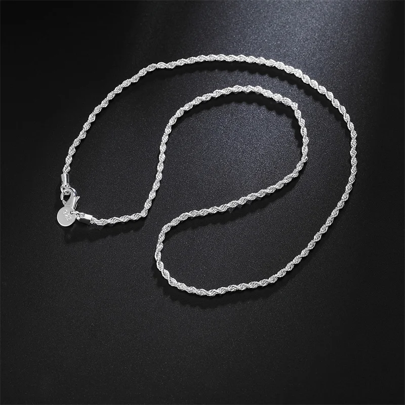 

2mm 16-30 inch silver Rope necklace beautiful stylish elegant women's men's chain cute pendant necklace